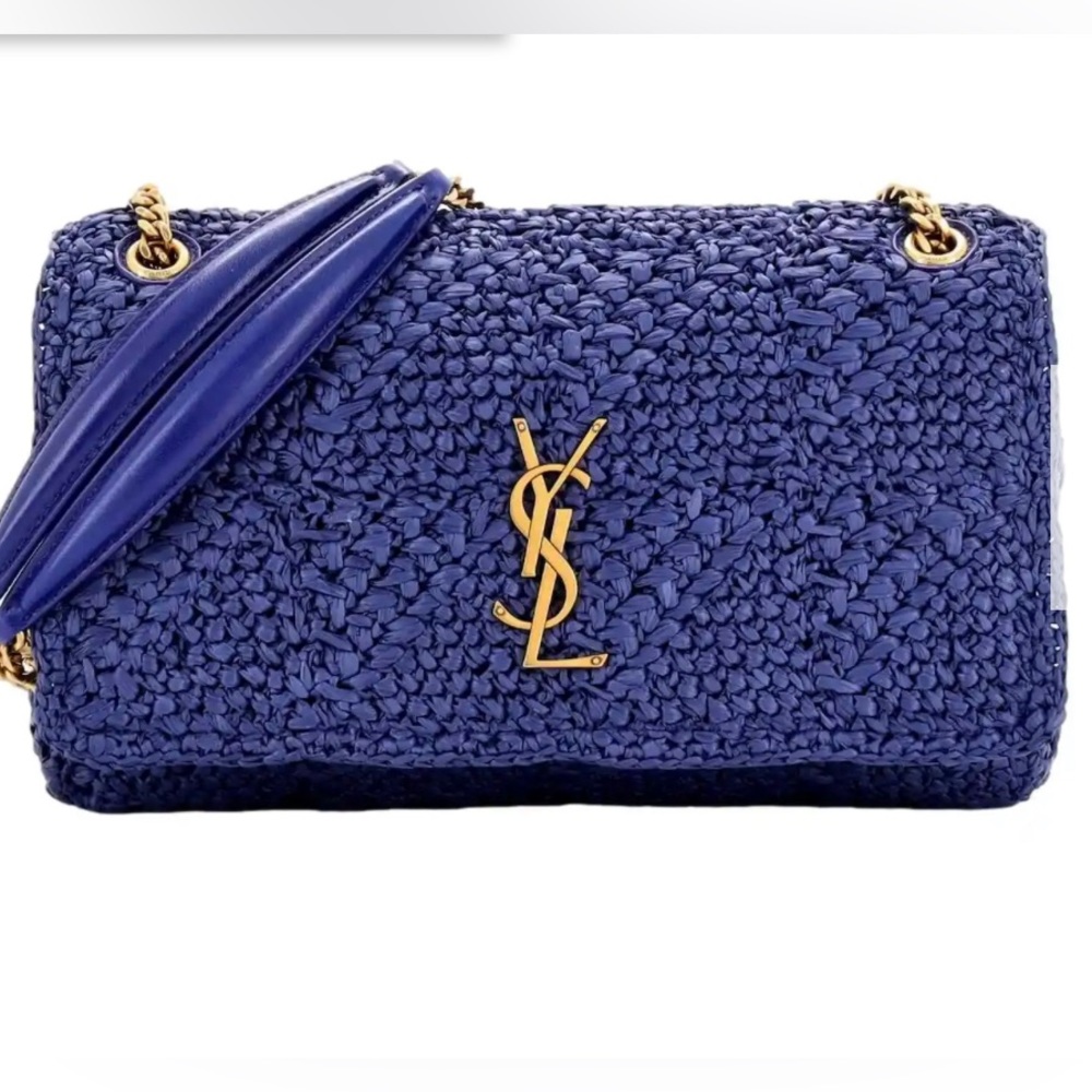 Jamie Medium YSL Crochet Raffia Shoulder Bag.